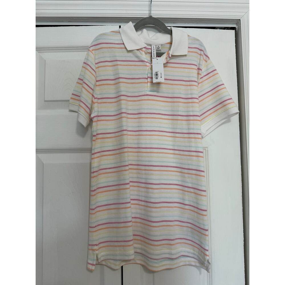 Janie and Jack - Boys Classic Striped Pique Polo - White Stripe - Size 16